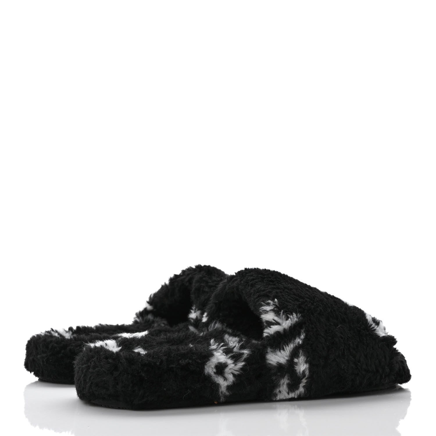 Balenciaga Fur Slide Sandals 37.5 Black White 4 of 7