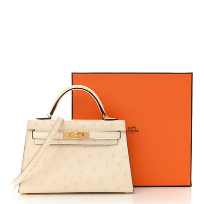 Hermes Ostrich Kelly Sellier Mini 20 Nata 12 of 12