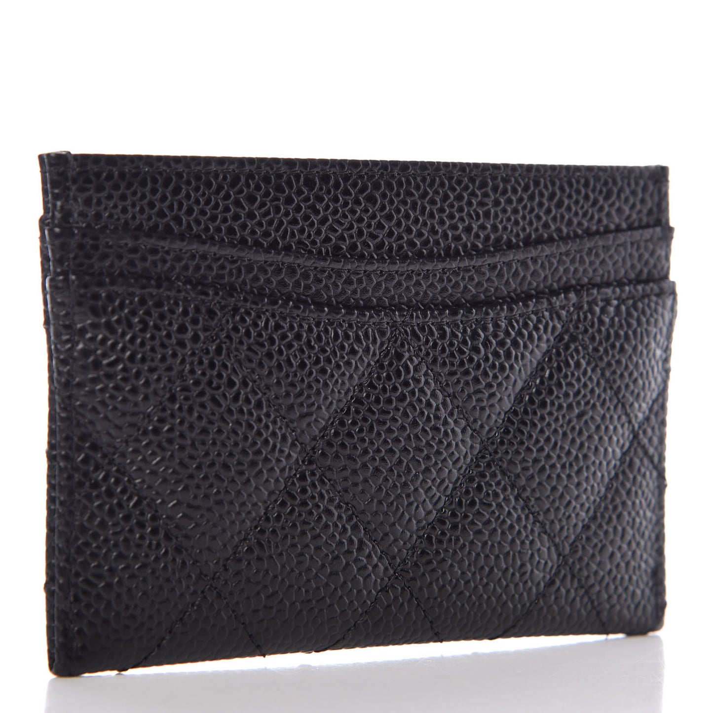 Caviar Quilted Card Holder Black