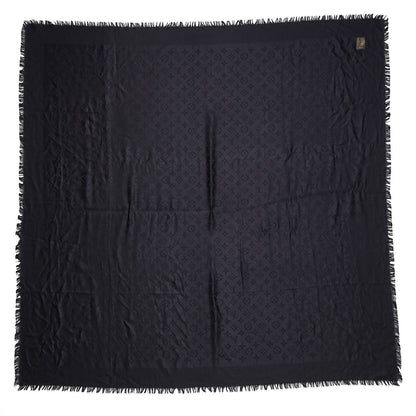 Louis Vuitton Silk Wool Monogram Shawl Black 10 of 10