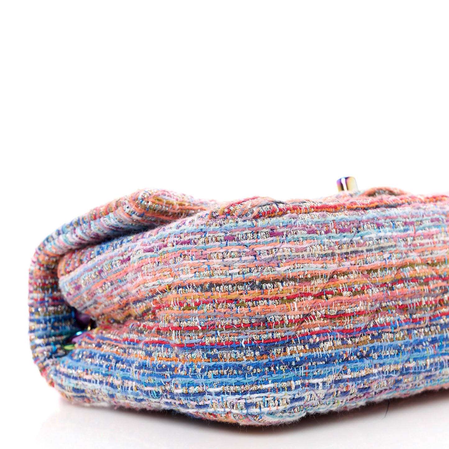 Tweed Quilted Mini Rectangular Flap Blue Pink Orange