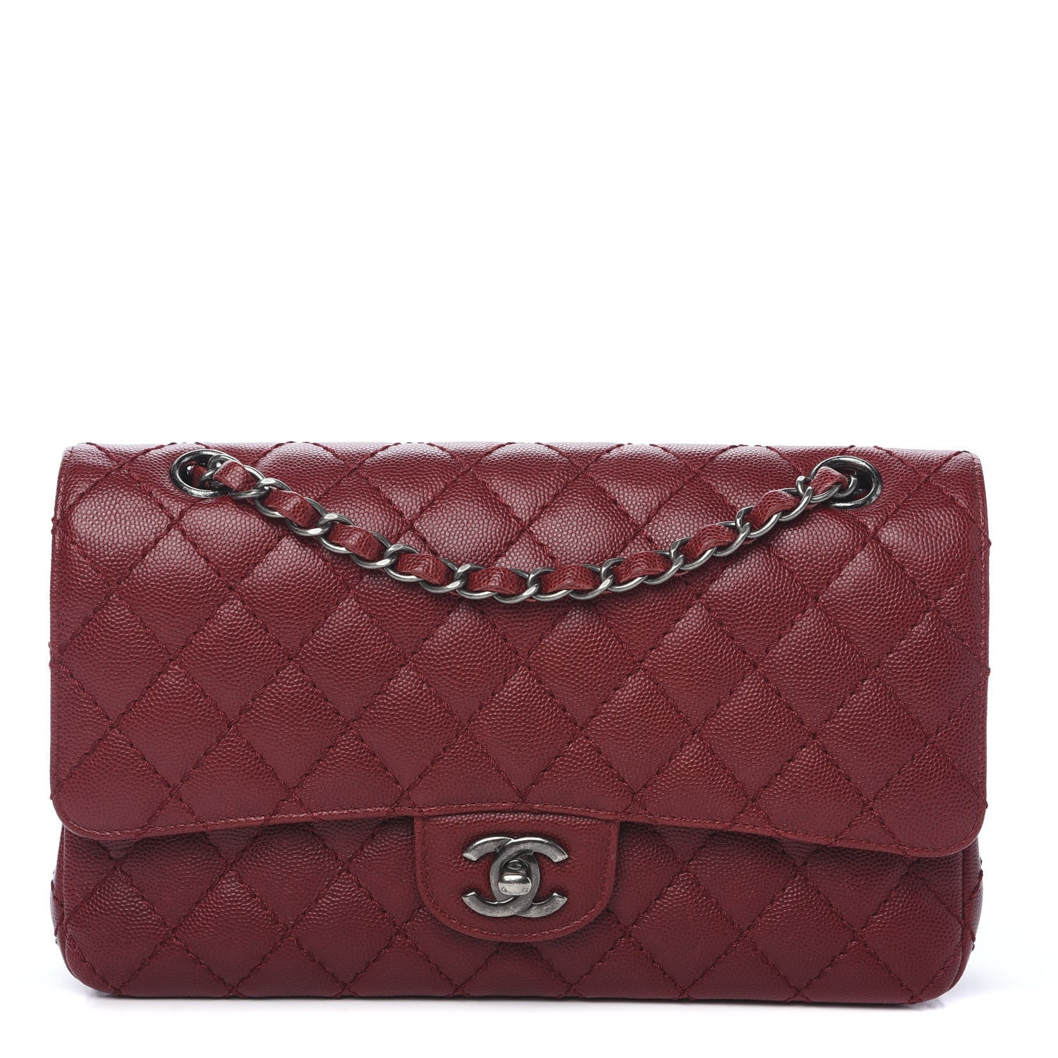 Chanel Caviar Quilted Medium Double Flap Dark Red 1 of 13