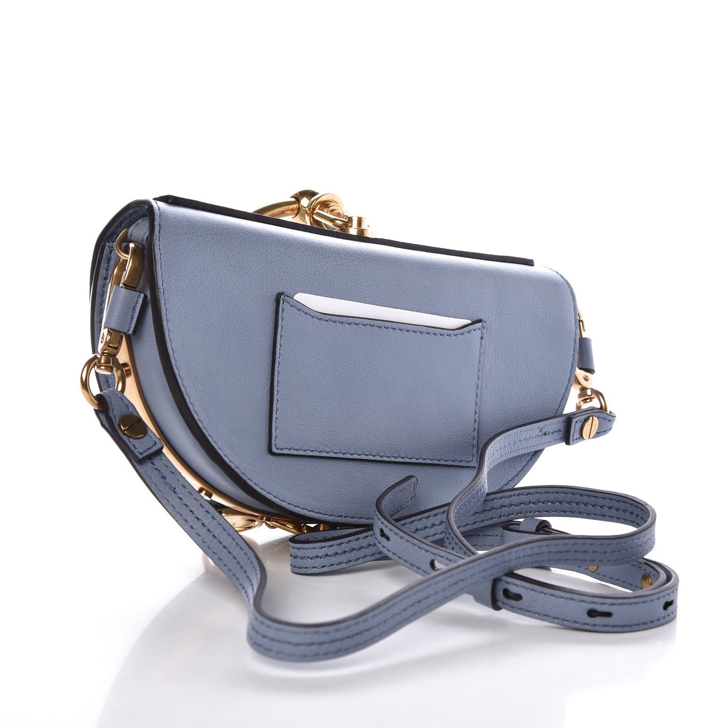 Calfskin Small Nile Bracelet Minaudiere Bag Washed Blue