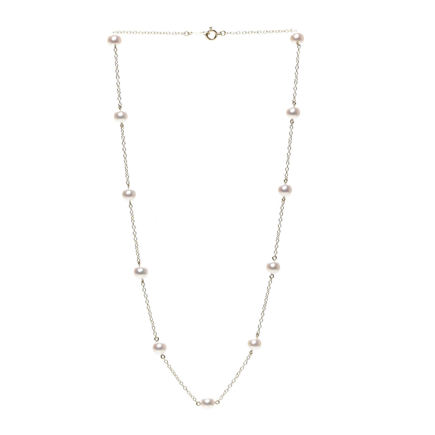 18K Yellow Gold Akoya Pearl 5.5mm Station Necklace