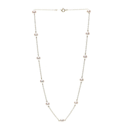 Mikimoto 18K Yellow Gold Akoya Pearl 5.5mm Station Necklace 3 of 5
