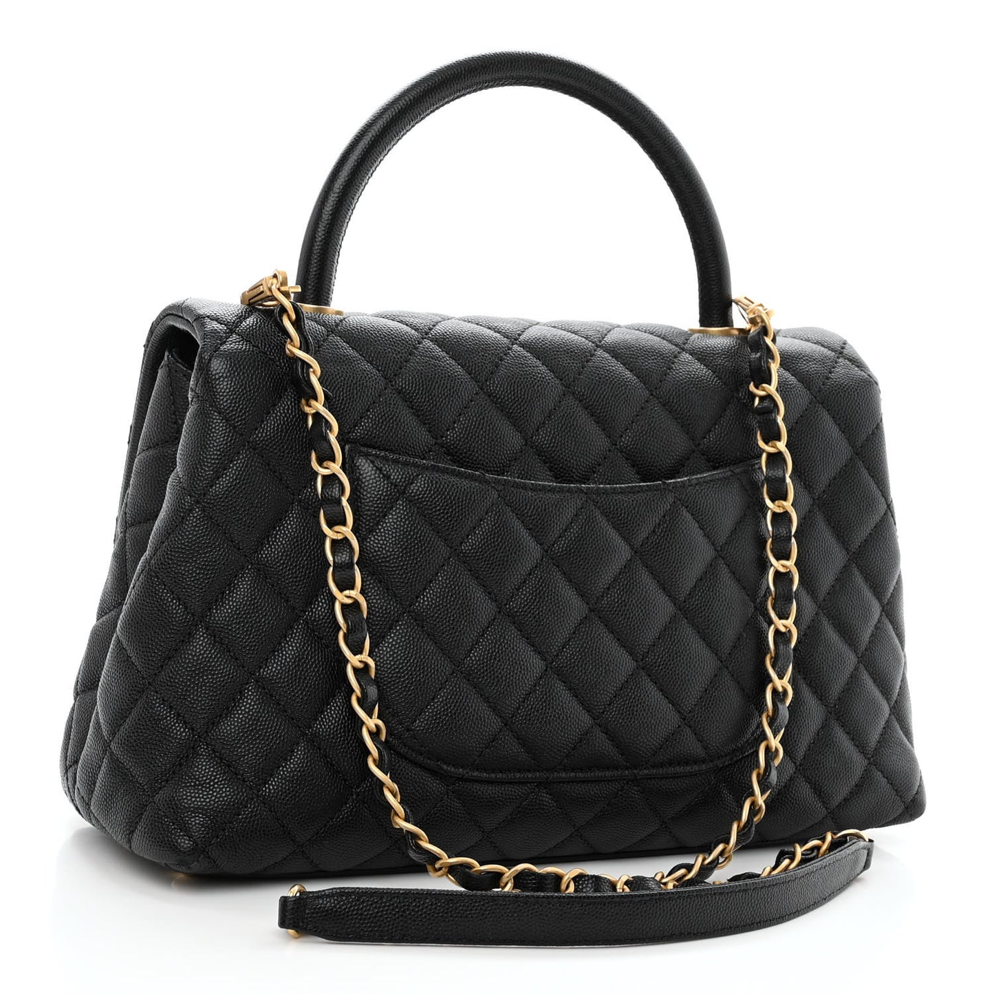Caviar Quilted Small Coco Handle Flap Black