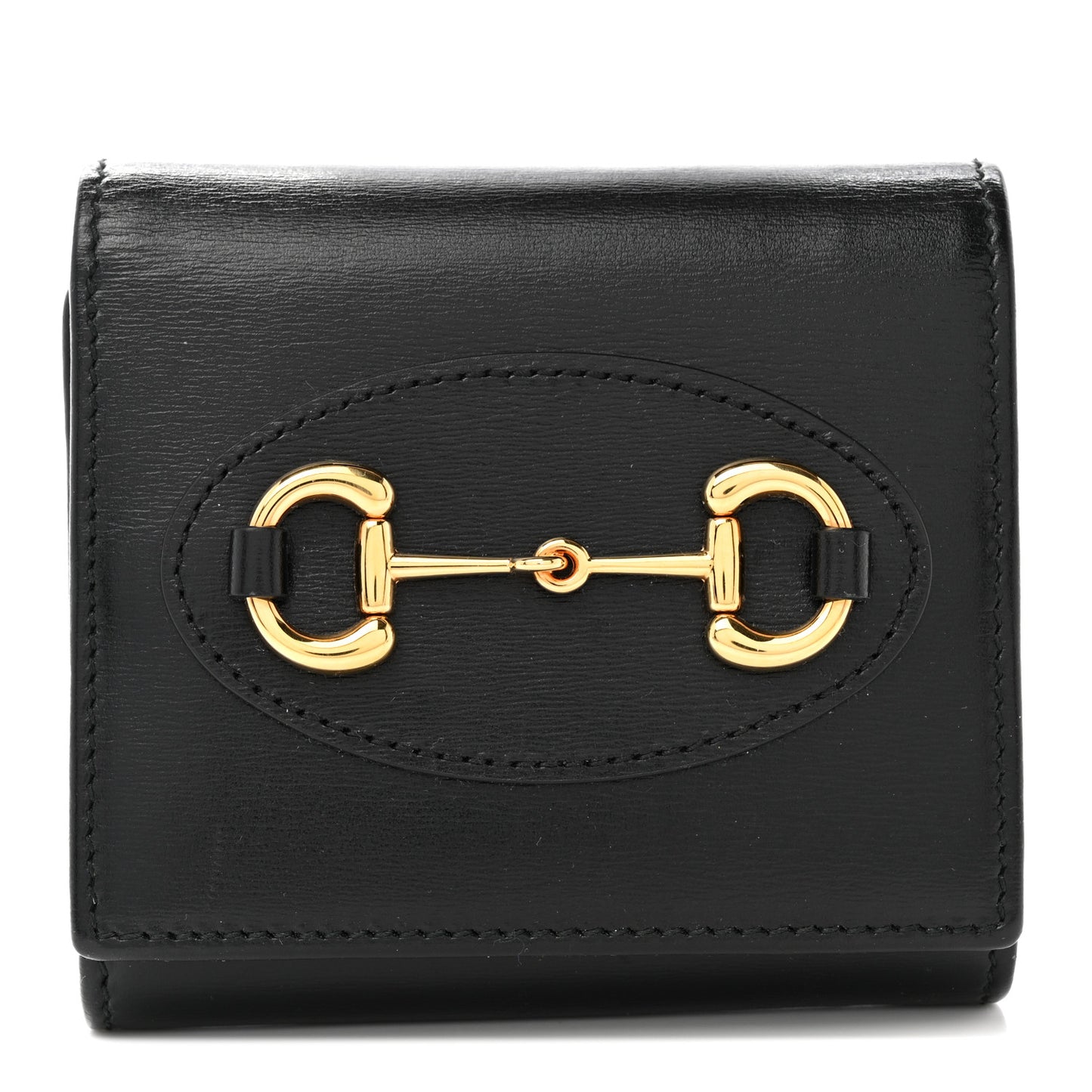 Boarded Plutone Calfskin Horsebit 1955 Flap Card Case Wallet Black