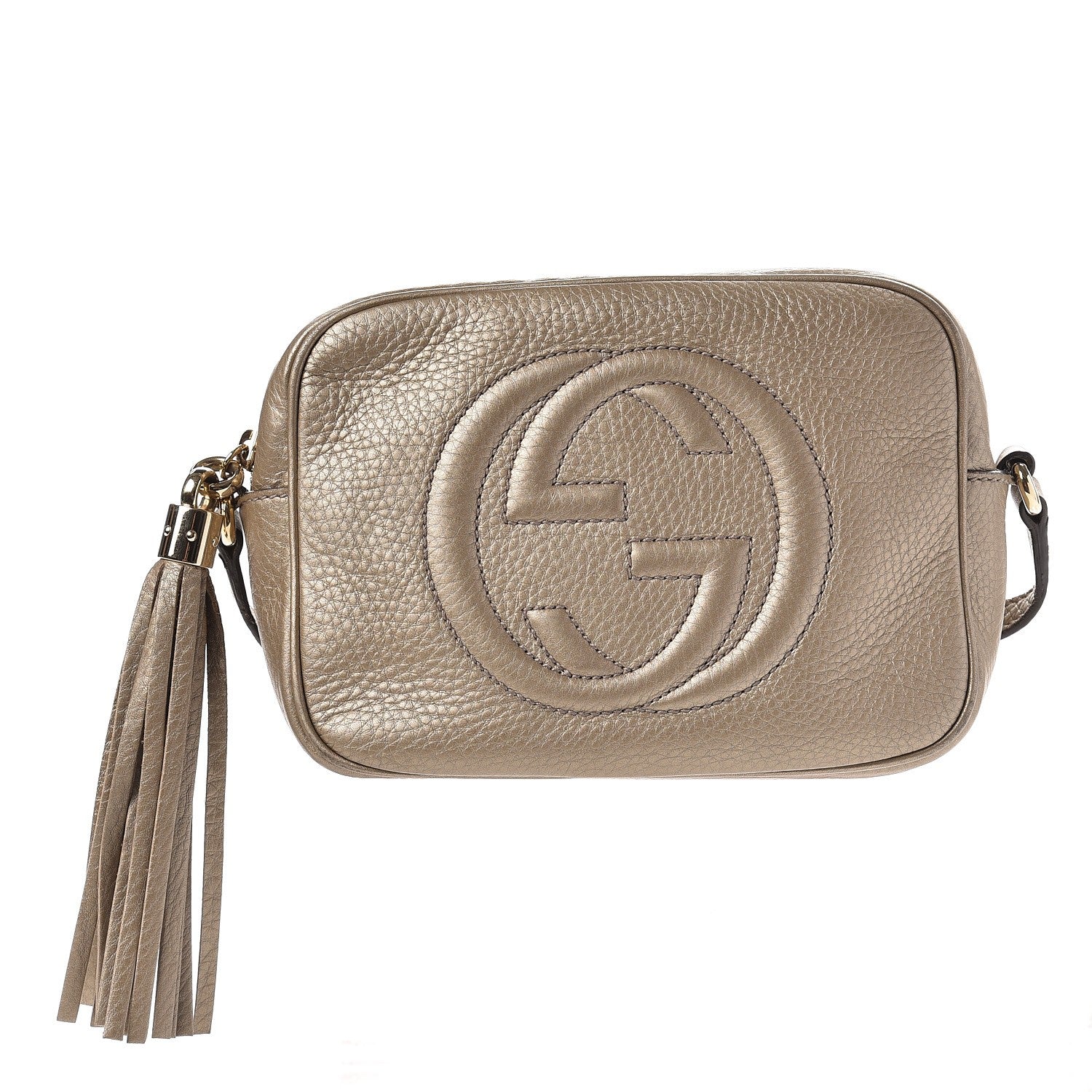 Gucci Metallic Pebbled Calfskin Small Soho Disco Bag Golden Beige 1 of 8