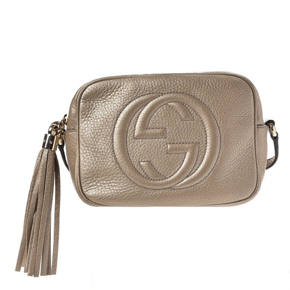Gucci Metallic Pebbled Calfskin Small Soho Disco Bag Golden Beige 1 of 8