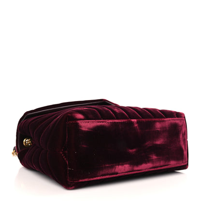 Saint Laurent Velvet Y Quilted Monogram Small Loulou Chain Satchel Burgundy 4 of 8