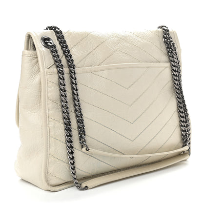Saint Laurent Crinkled Calfskin Matelasse Monogram Large Niki Chain Satchel Ivory 2 of 12