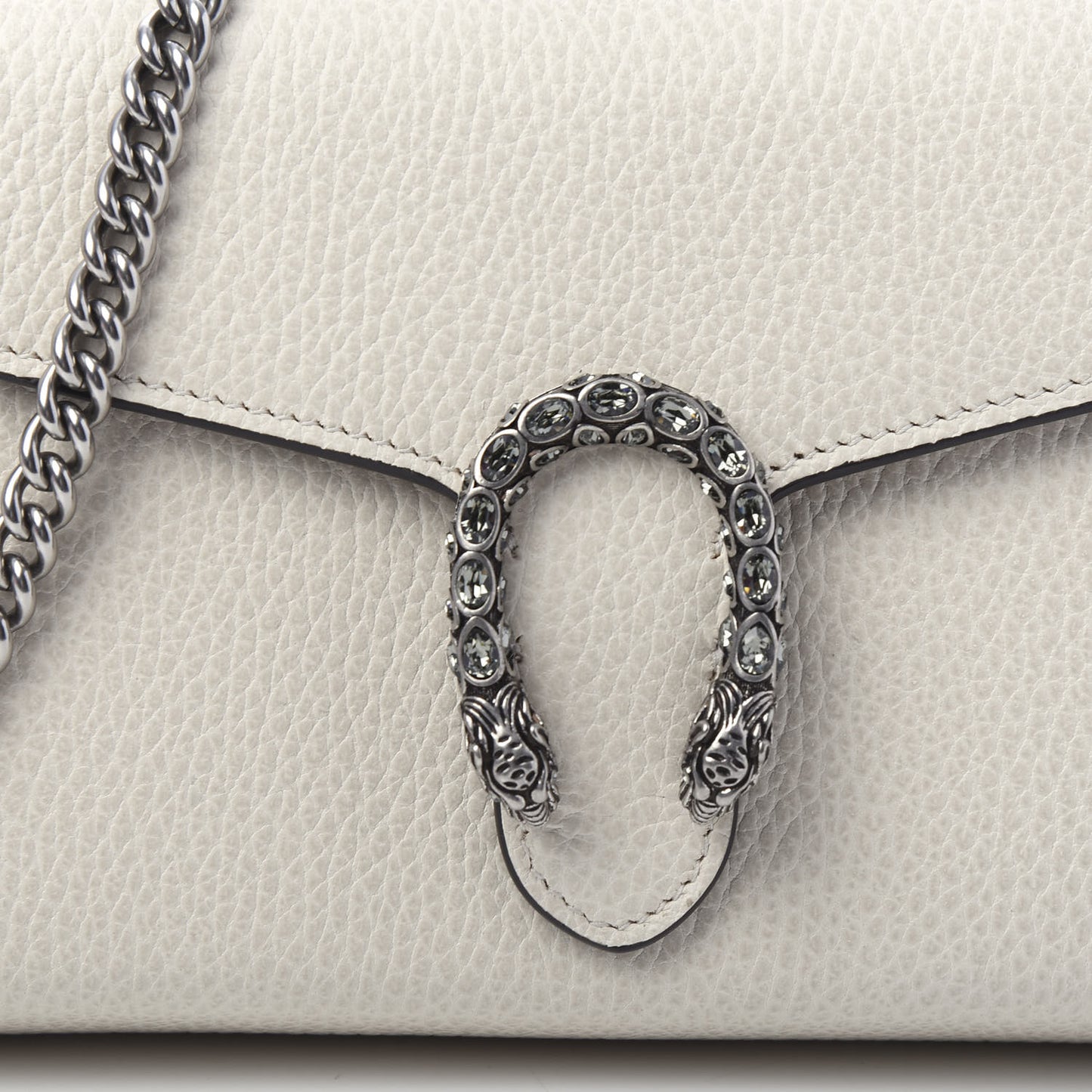 Dollar Calfskin Mini Dionysus Chain Wallet Mystic White