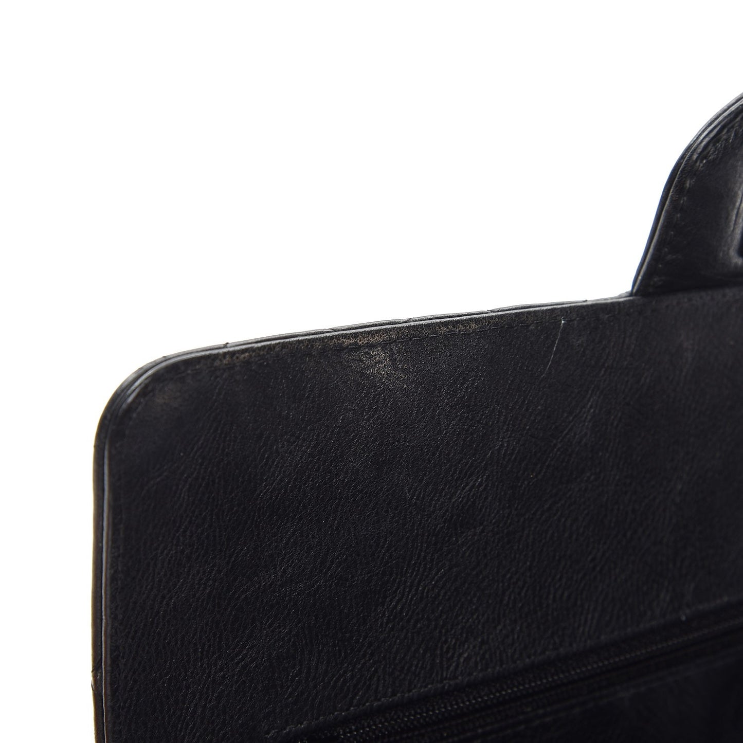 Crumpled Calfskin Quilted Medium Double Flap So Black
