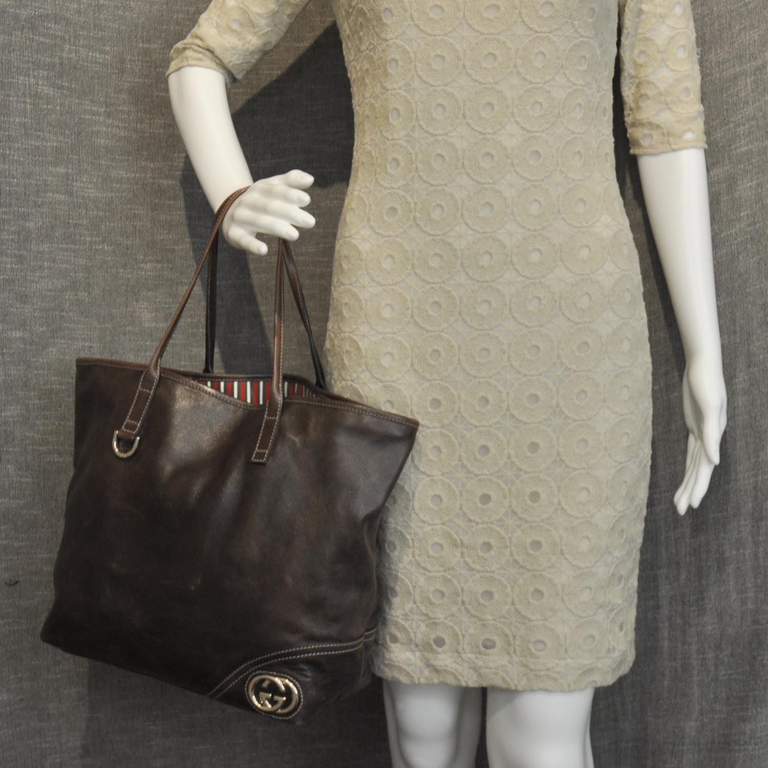 Gucci Leather New Britt Tote Brown 2 of 8