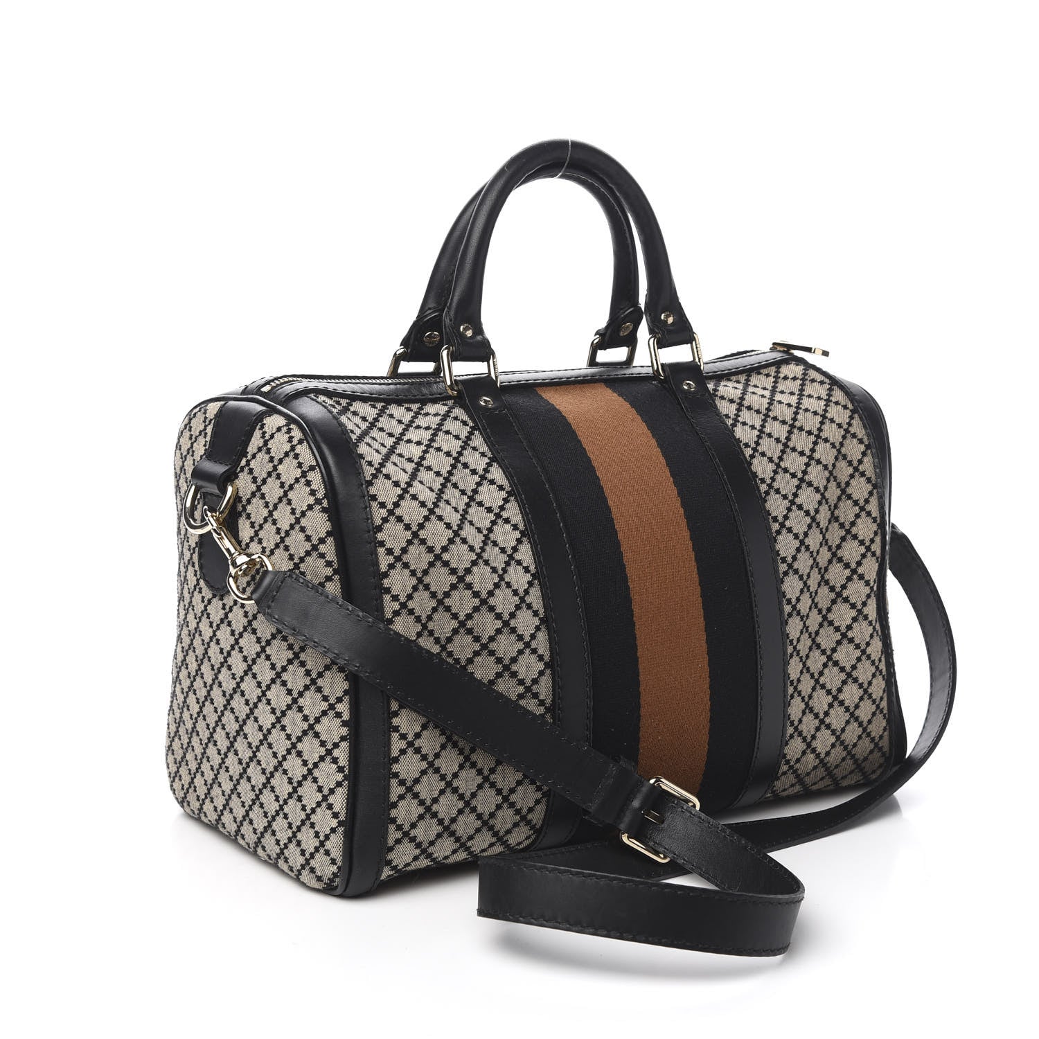 Gucci Diamante Vintage Web Medium Boston Black 2 of 13