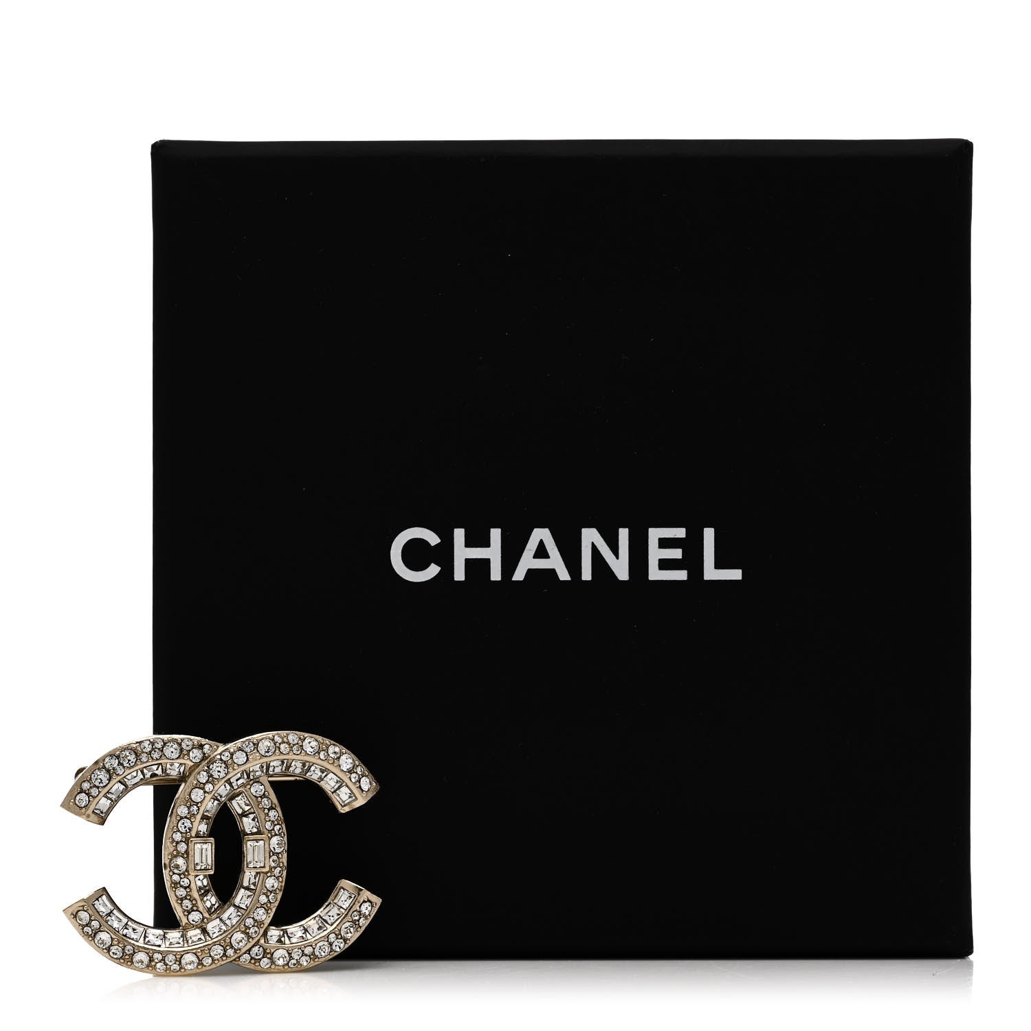 Chanel Crystal CC Brooch Light Gold 5 of 5