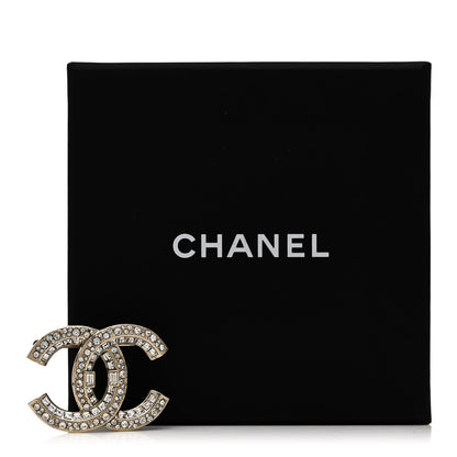 Chanel Crystal CC Brooch Light Gold 5 of 5
