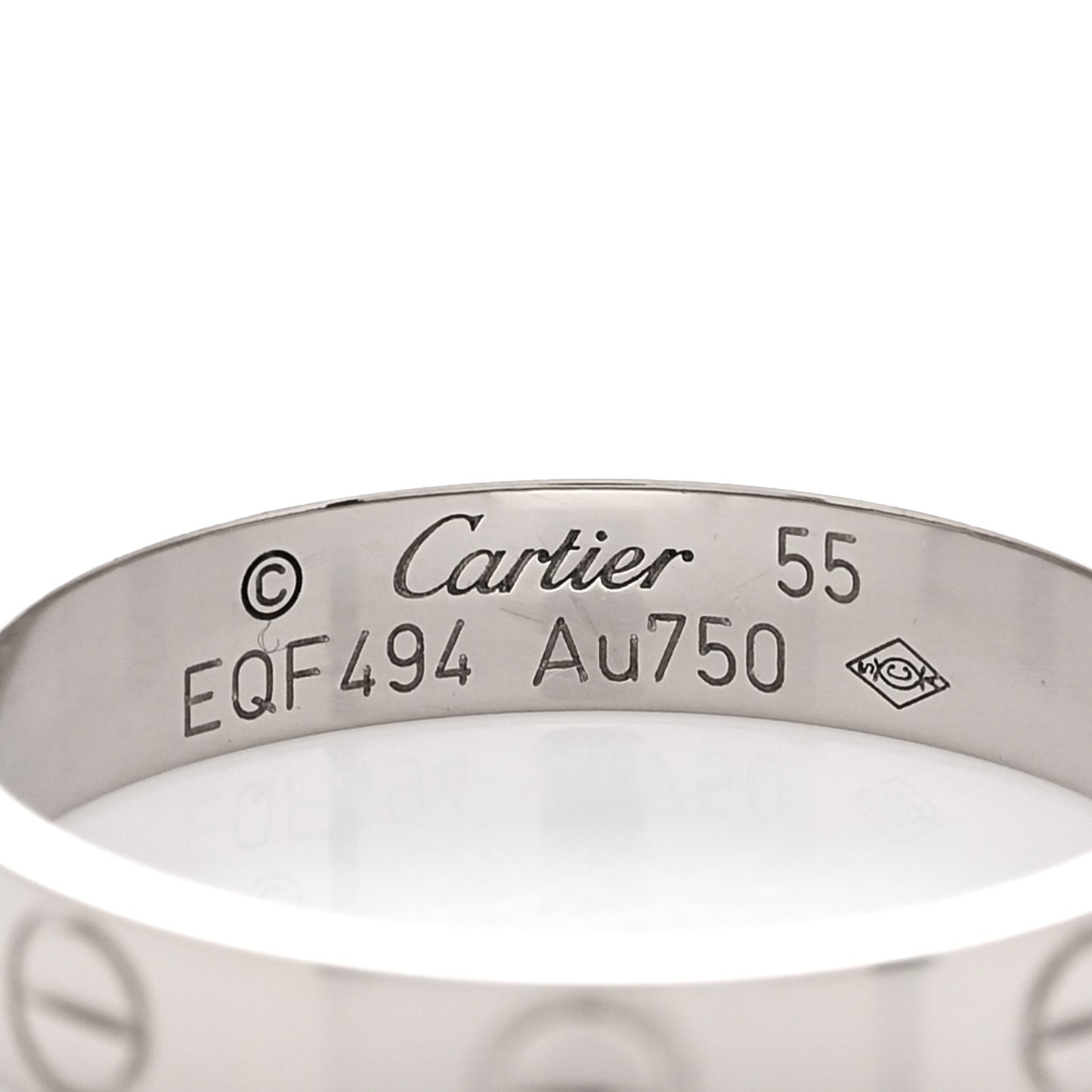 18K White Gold 3.5mm LOVE Wedding Band Ring 55 7.25
