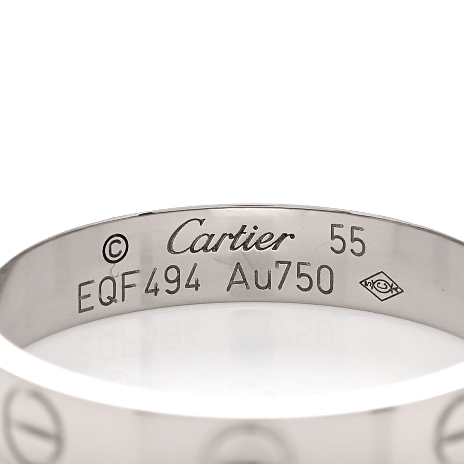 Cartier 18K White Gold 3.5mm LOVE Wedding Band Ring 55 7.25 4 of 5