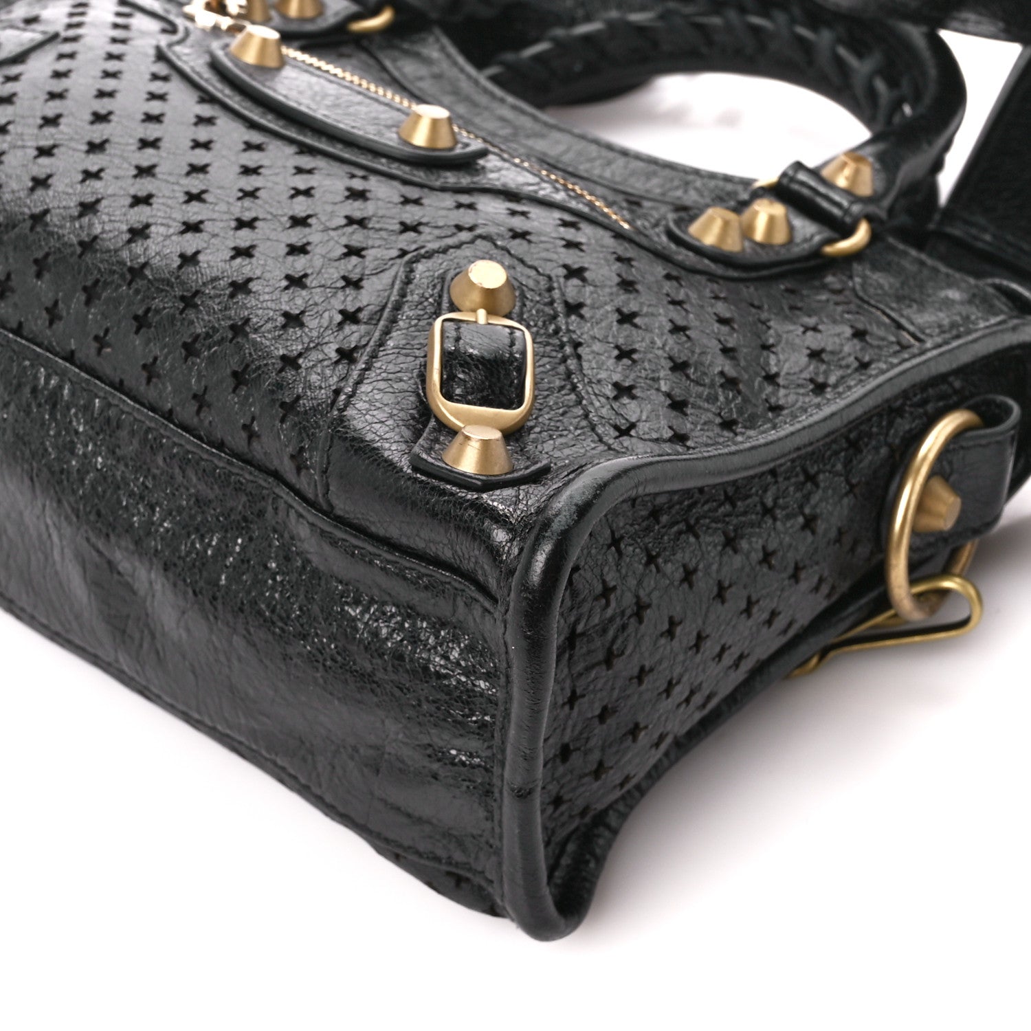 Balenciaga Agneau Stadio Laser Cut Cross Classic Gold Hardware Mini City Black 10 of 11
