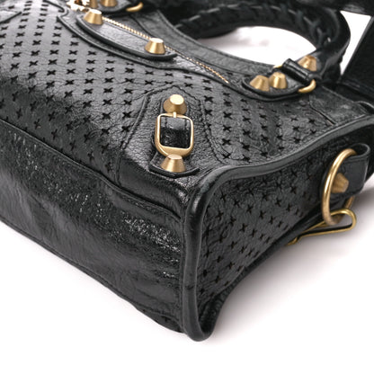 Balenciaga Agneau Stadio Laser Cut Cross Classic Gold Hardware Mini City Black 10 of 11