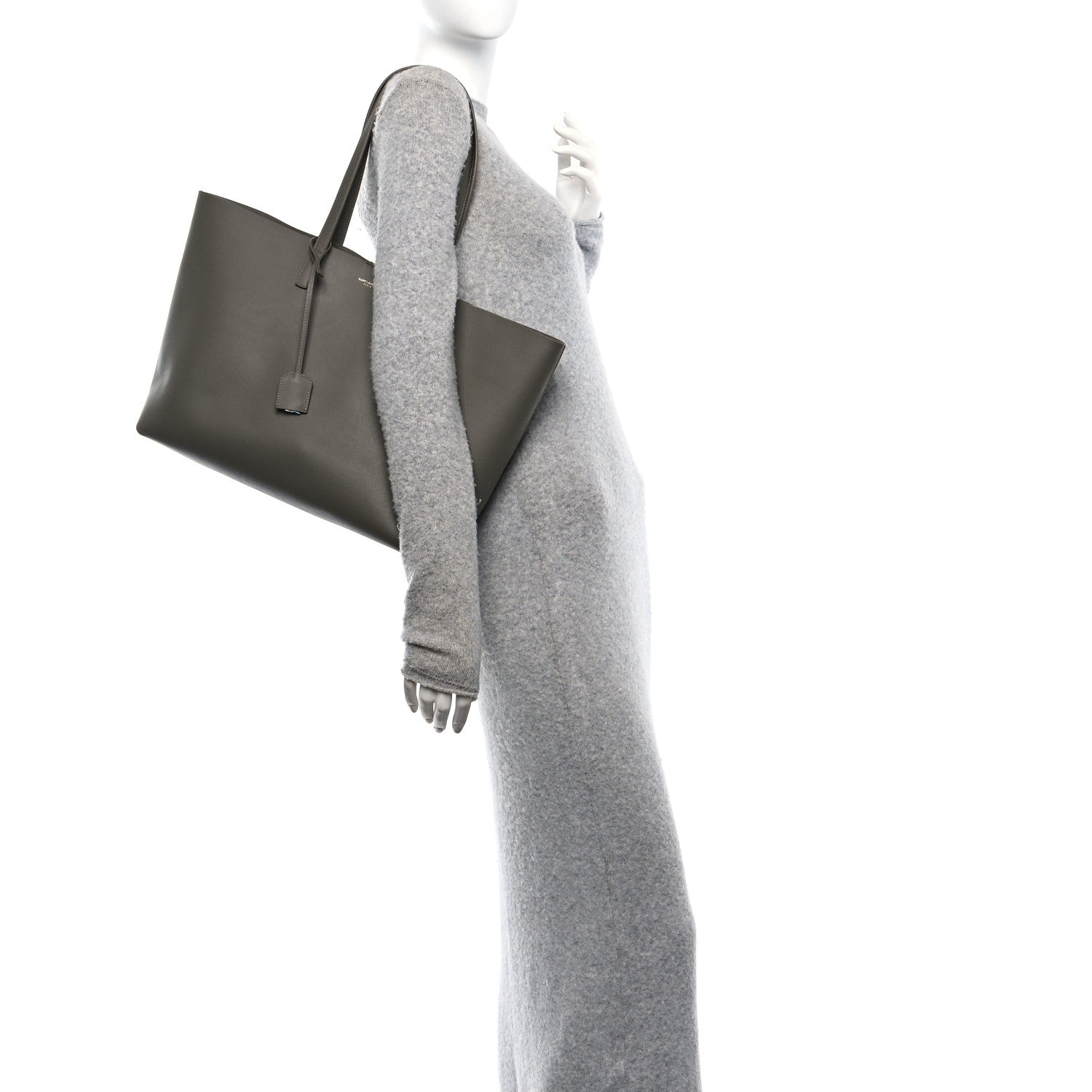 Saint Laurent Calfskin Large Shopping Tote Kaki Militaire 2 of 11