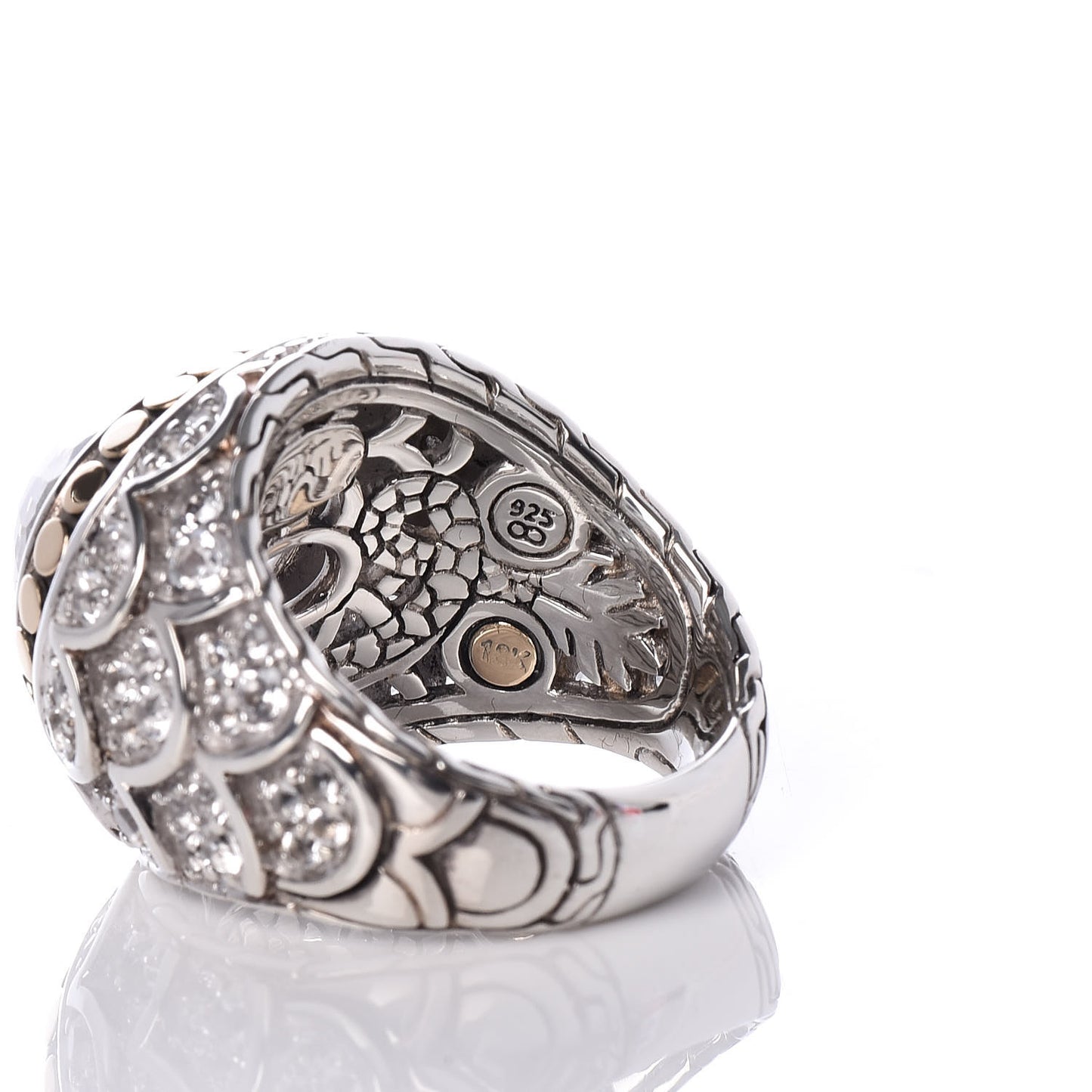 Sterling Silver 18K Yellow Gold Quartz Dot Naga Ring 54 7