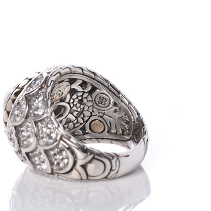 John Hardy Sterling Silver 18K Yellow Gold Quartz Dot Naga Ring 54 7 5 of 6