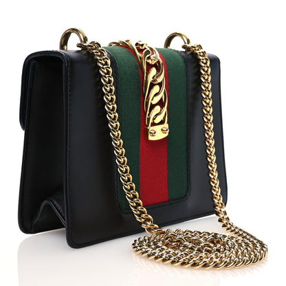 Gucci Calfskin Mini Sylvie Chain Shoulder Bag Black 2 of 15