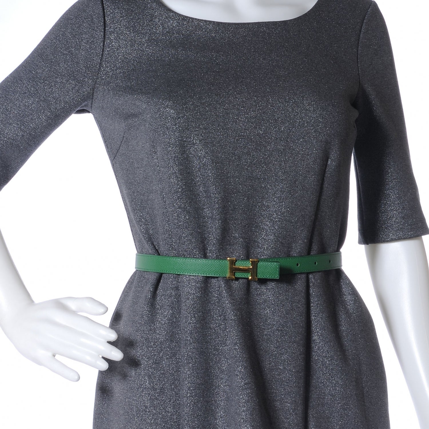 Hermes Box Courchevel Reversible Constance 18mm H Belt 65 Green Black 2 of 6