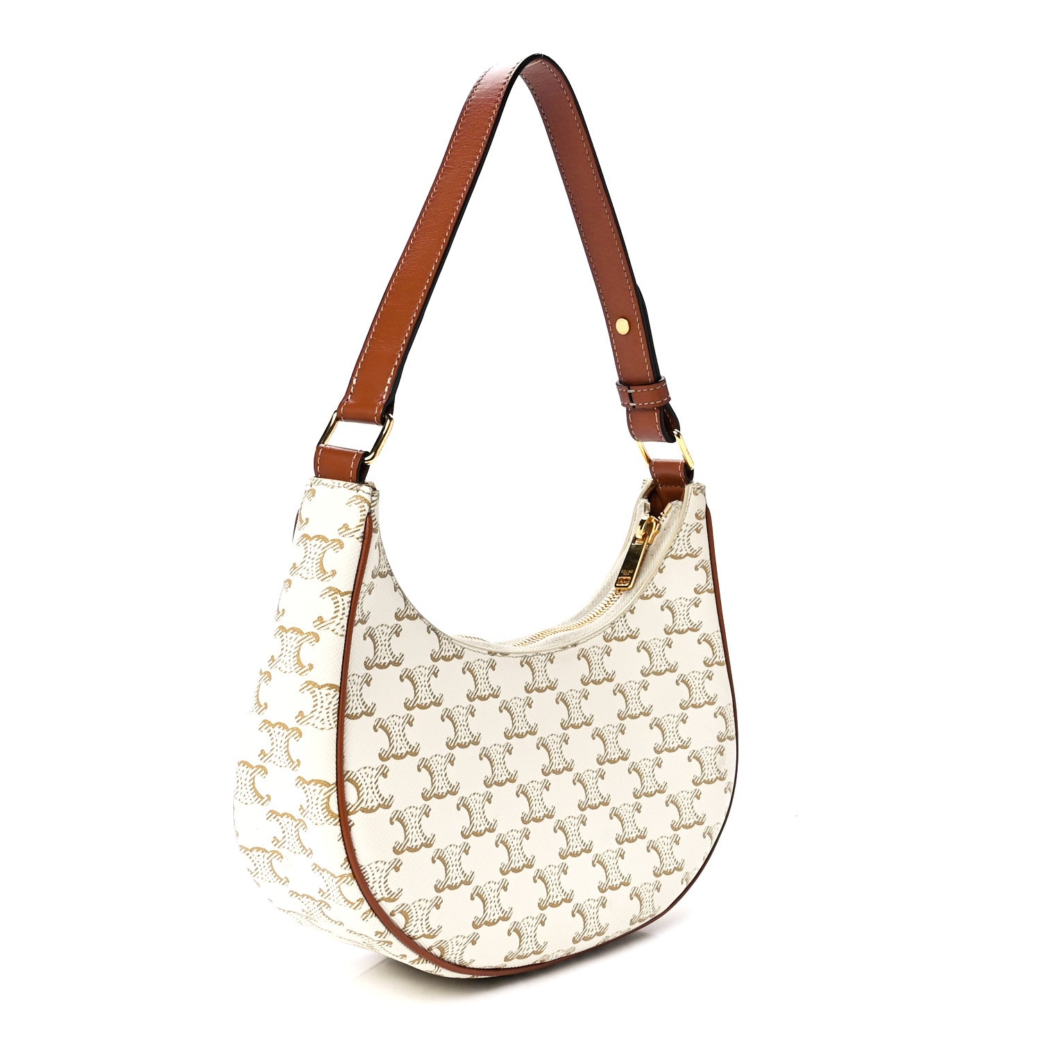 Celine Canvas Calfskin Ava Triomphe Shoulder Bag White 3 of 12