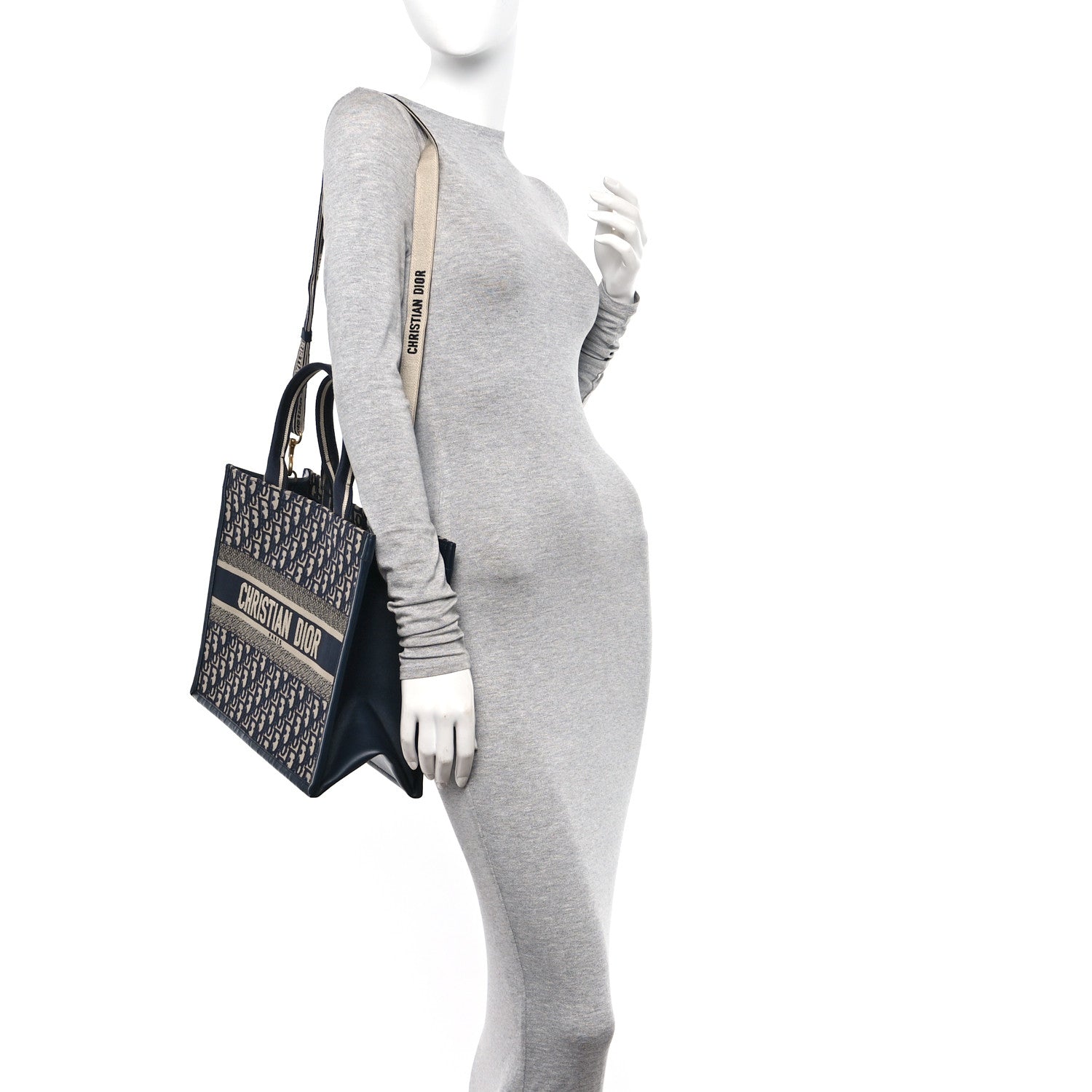 Christian Dior Oblique Calfskin Medium Book Tote With Strap Blue Multicolor 2 of 10