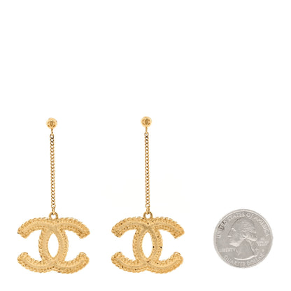 Chanel CC Drop Earrings Matte Gold 2 of 5