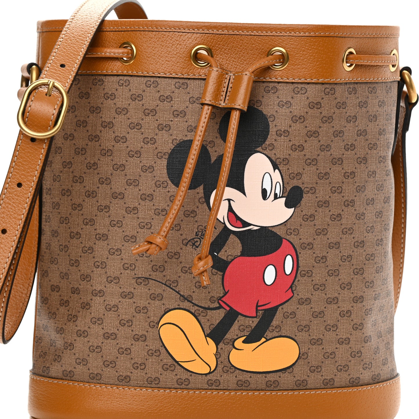 X DISNEY Mini Vintage GG Supreme Monogram Bucket Bag Beige Vintage Sun Oil