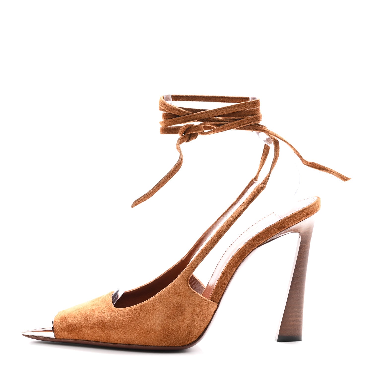 Saint Laurent Suede Blade 105 Slingback Pumps 38.5 Brown 1 of 11
