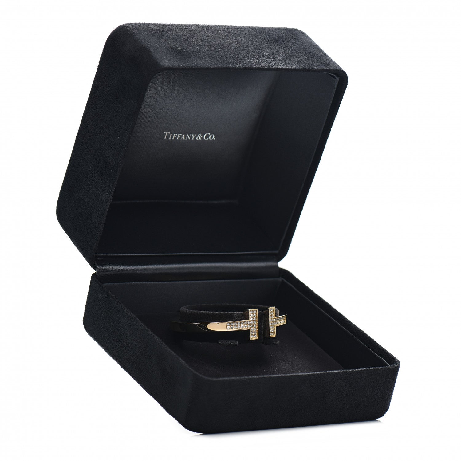 Tiffany 18K Yellow Gold Diamond T Square Pave Bracelet 4 of 4