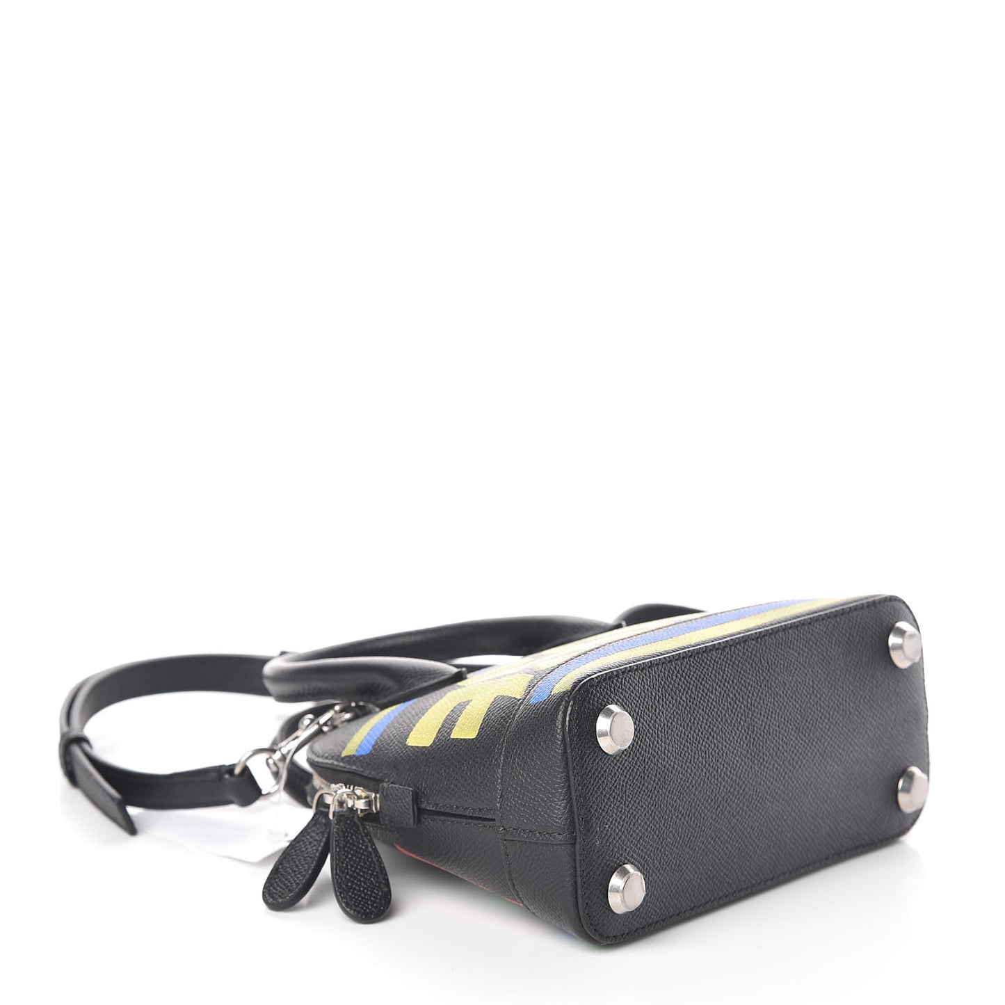 Signature Grained Calfskin Car Tag Print XXS Ville Top Handle Bag Black TBC