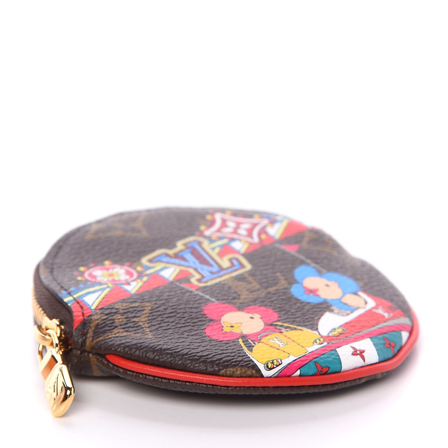 Monogram 2020 Christmas Animation Bumper Cars Round Coin Purse Coquelicot