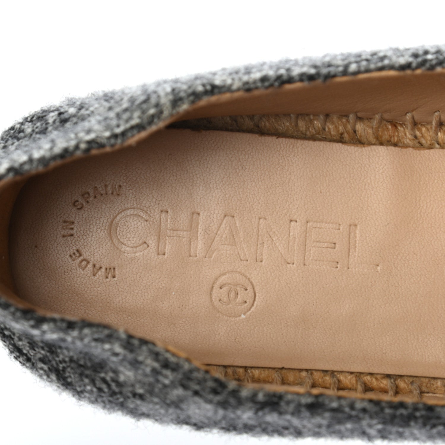 Chanel Tweed Velvet CC Espadrilles 36 Grey Black 6 of 8