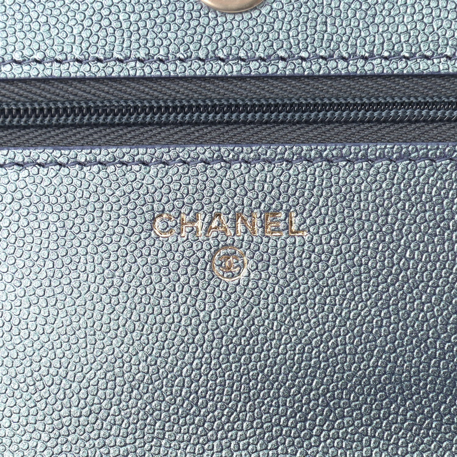 Chanel Iridescent Caviar Quilted Wallet On Chain WOC Dark Blue 6 of 12
