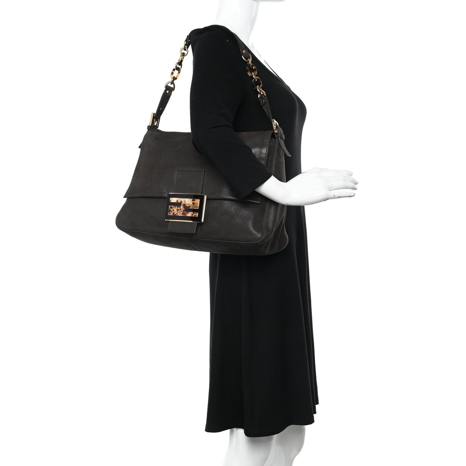 Fendi Vitello Savana Big Forever Mama Baguette Dark Brown 2 of 9