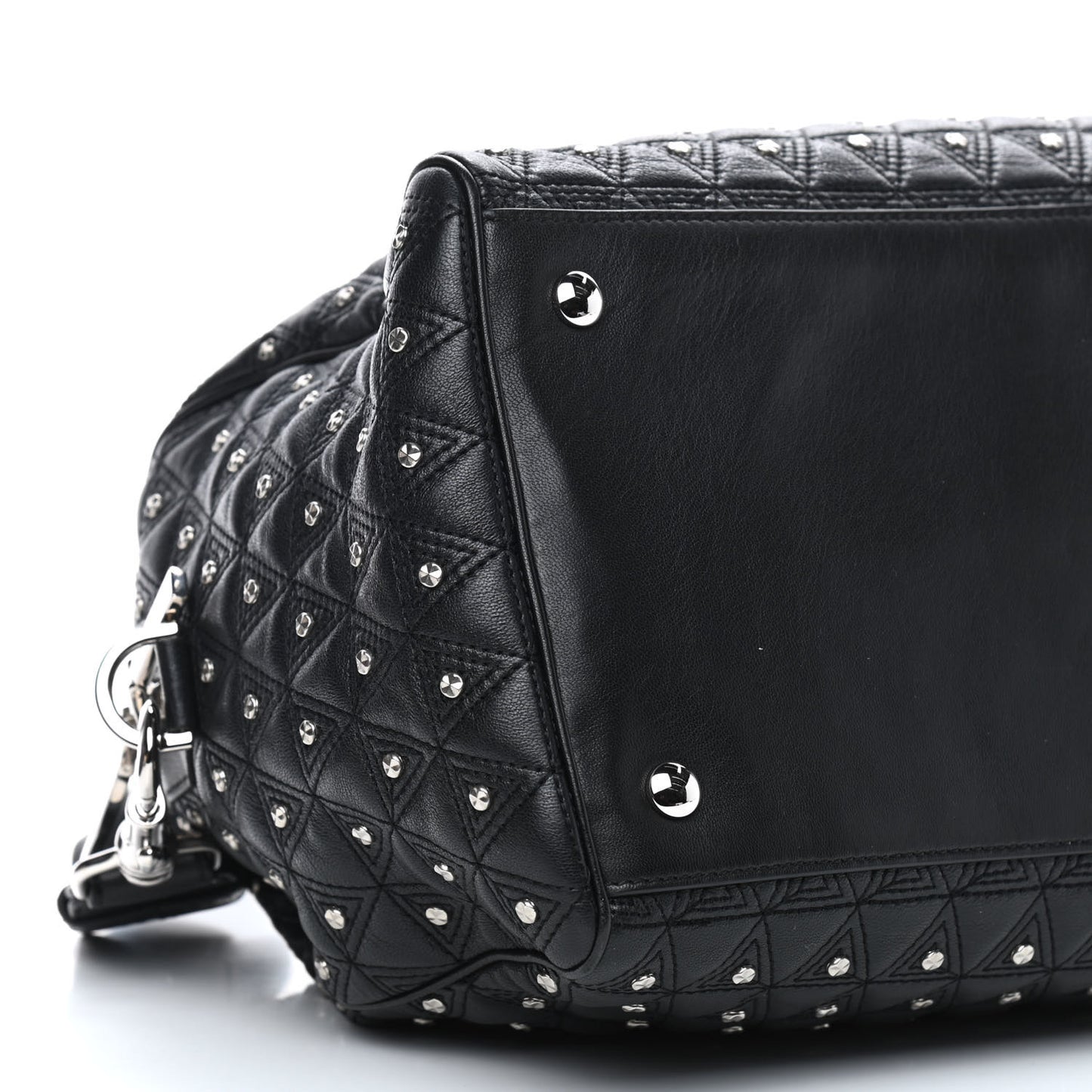 Nappa Trapuntata Triangle Quilted Studded Duffle Black