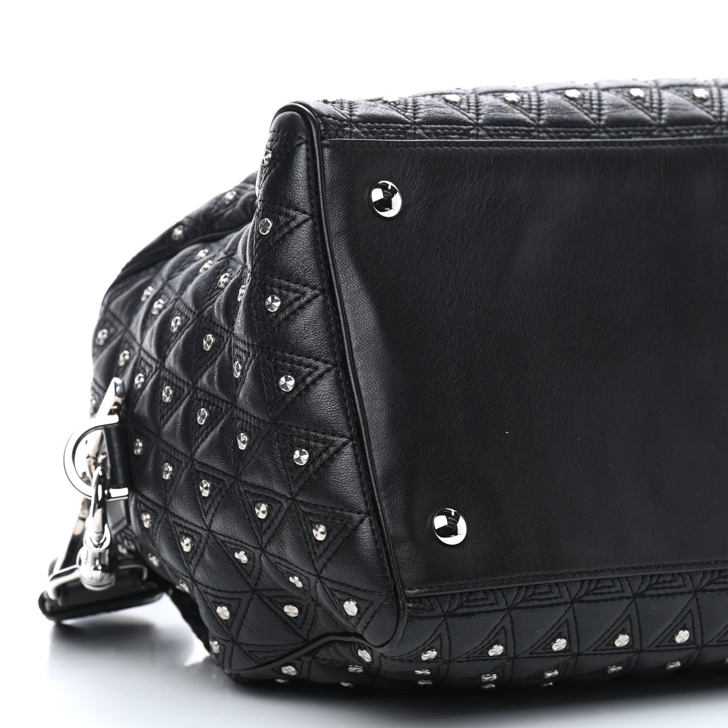 Versace Nappa Trapuntata Triangle Quilted Studded Duffle Black 8 of 9