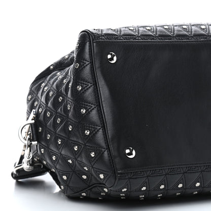 Versace Nappa Trapuntata Triangle Quilted Studded Duffle Black 8 of 9