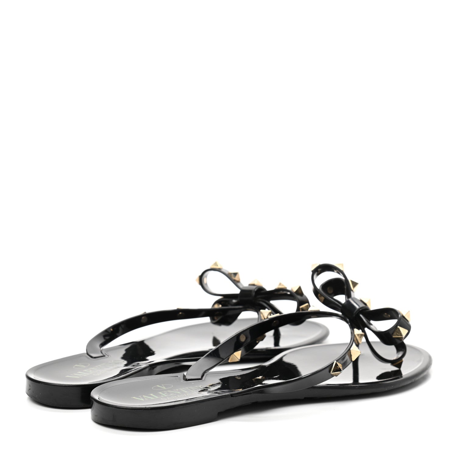 Valentino Garavani PVC Jelly Rockstud Bow Thong Sandals 40 Black 4 of 8