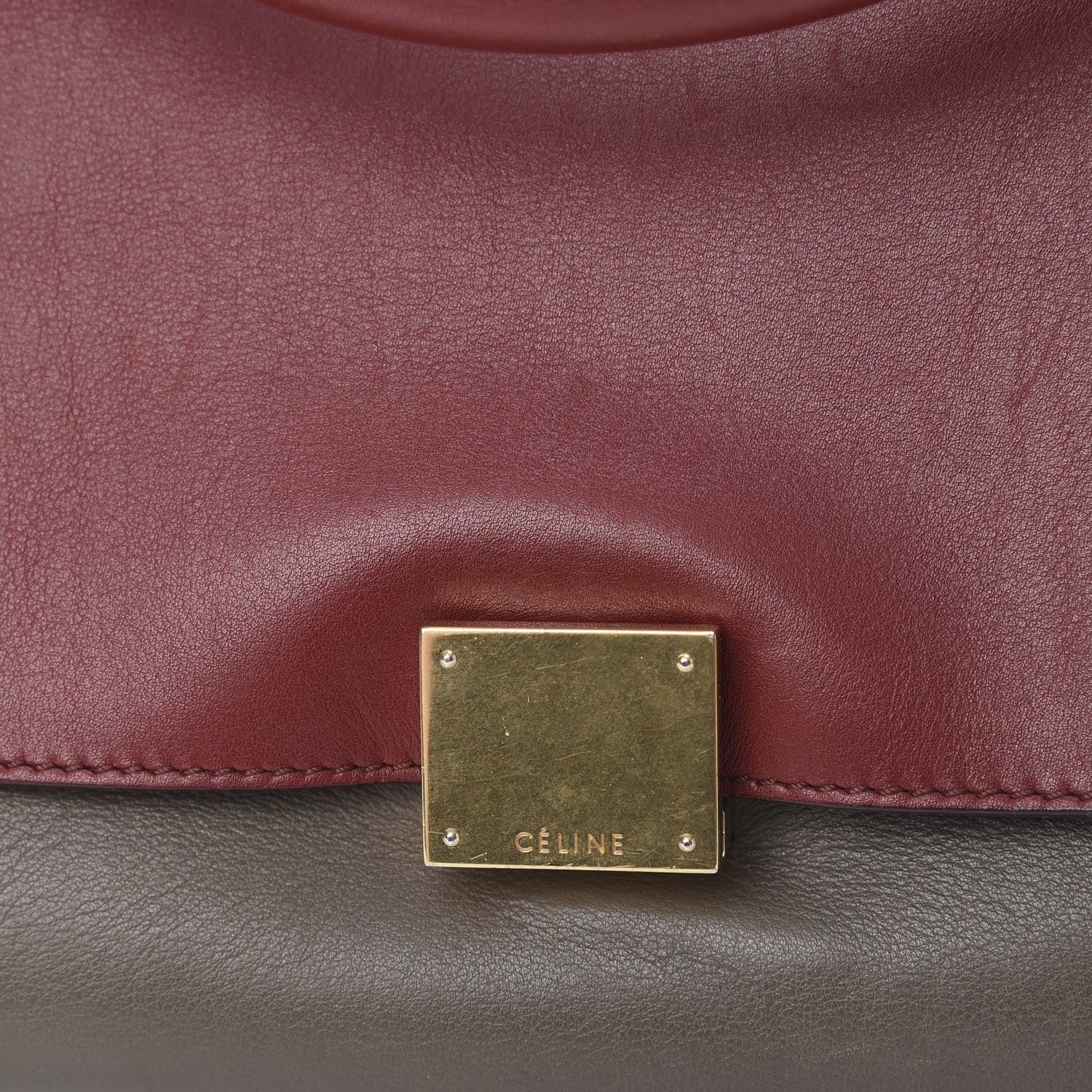 Celine Calfskin Suede Medium Tri-Color Trapeze Taupe 13 of 17