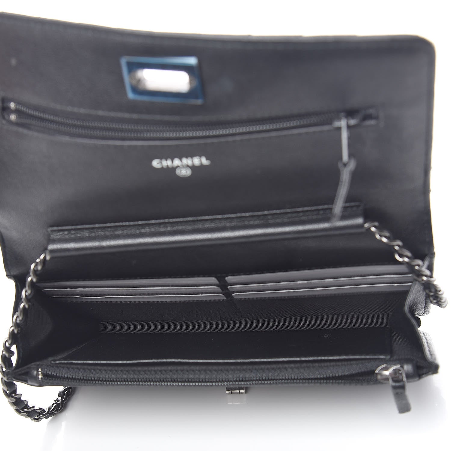 Chanel Sheepskin Chevron Quilted Studded Reissue Wallet On Chain WOC Black 5 of 14