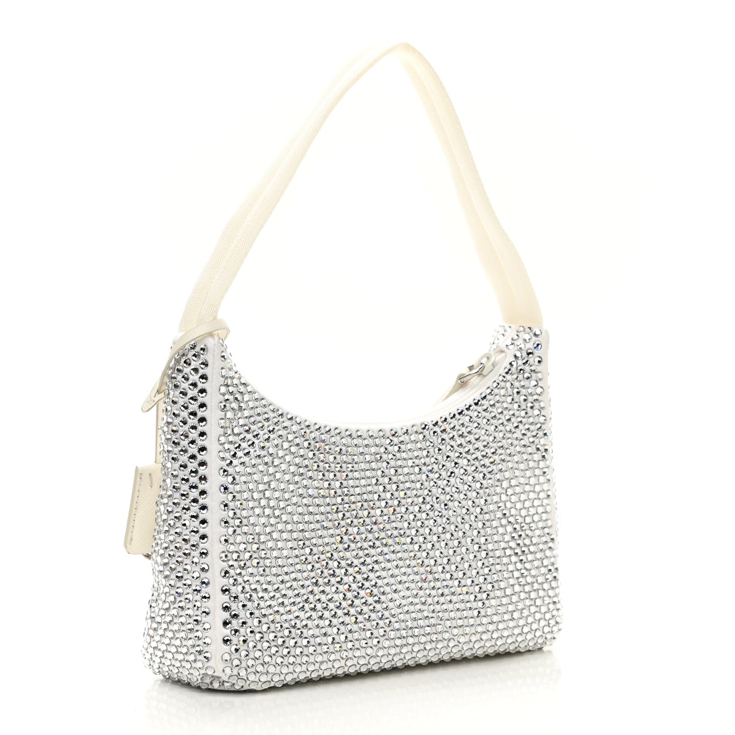 Satin Crystal Mini Re-Edition 2000 Bag White