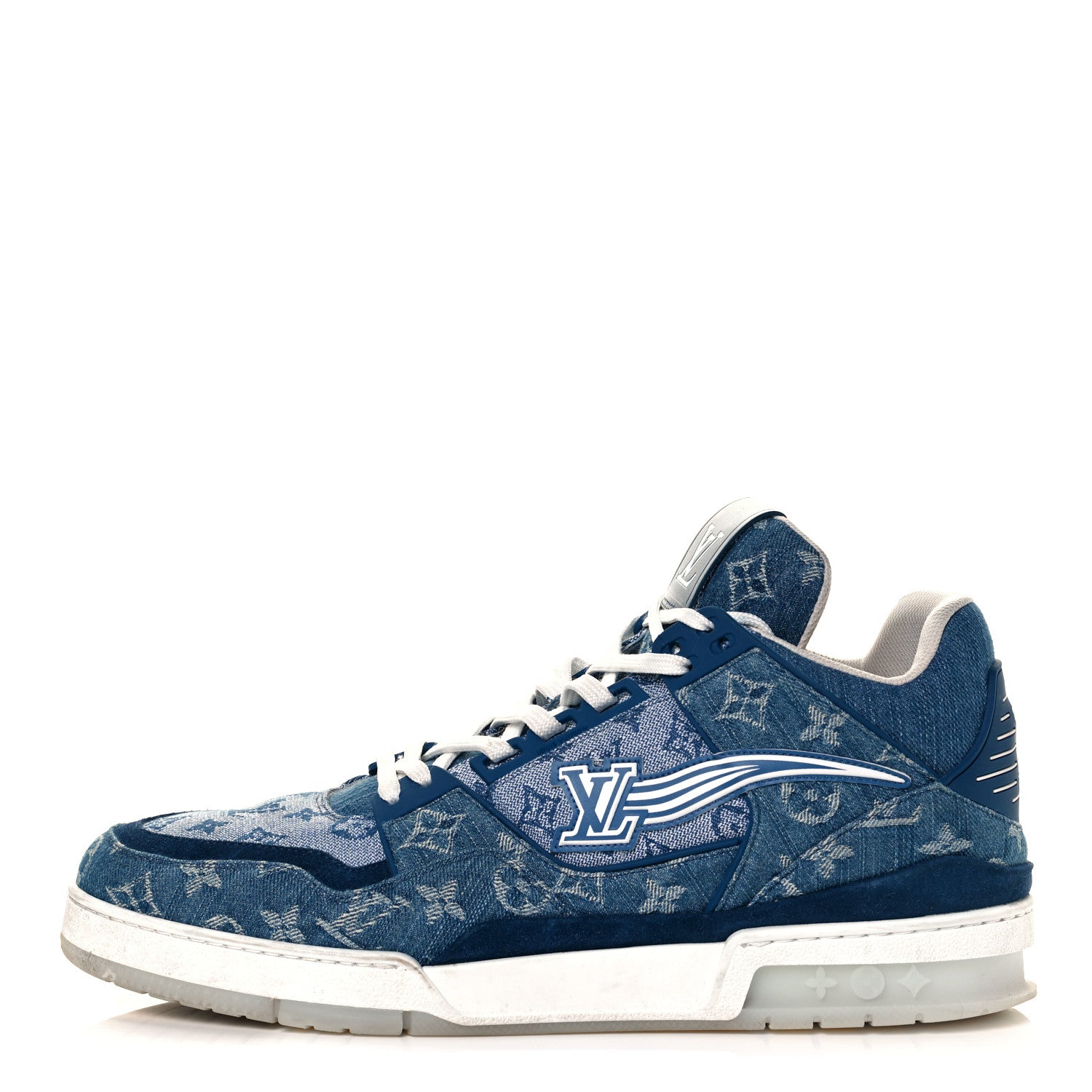 Louis Vuitton Monogram Denim Mens Trainer Sneakers 11 Blue 1 of 9