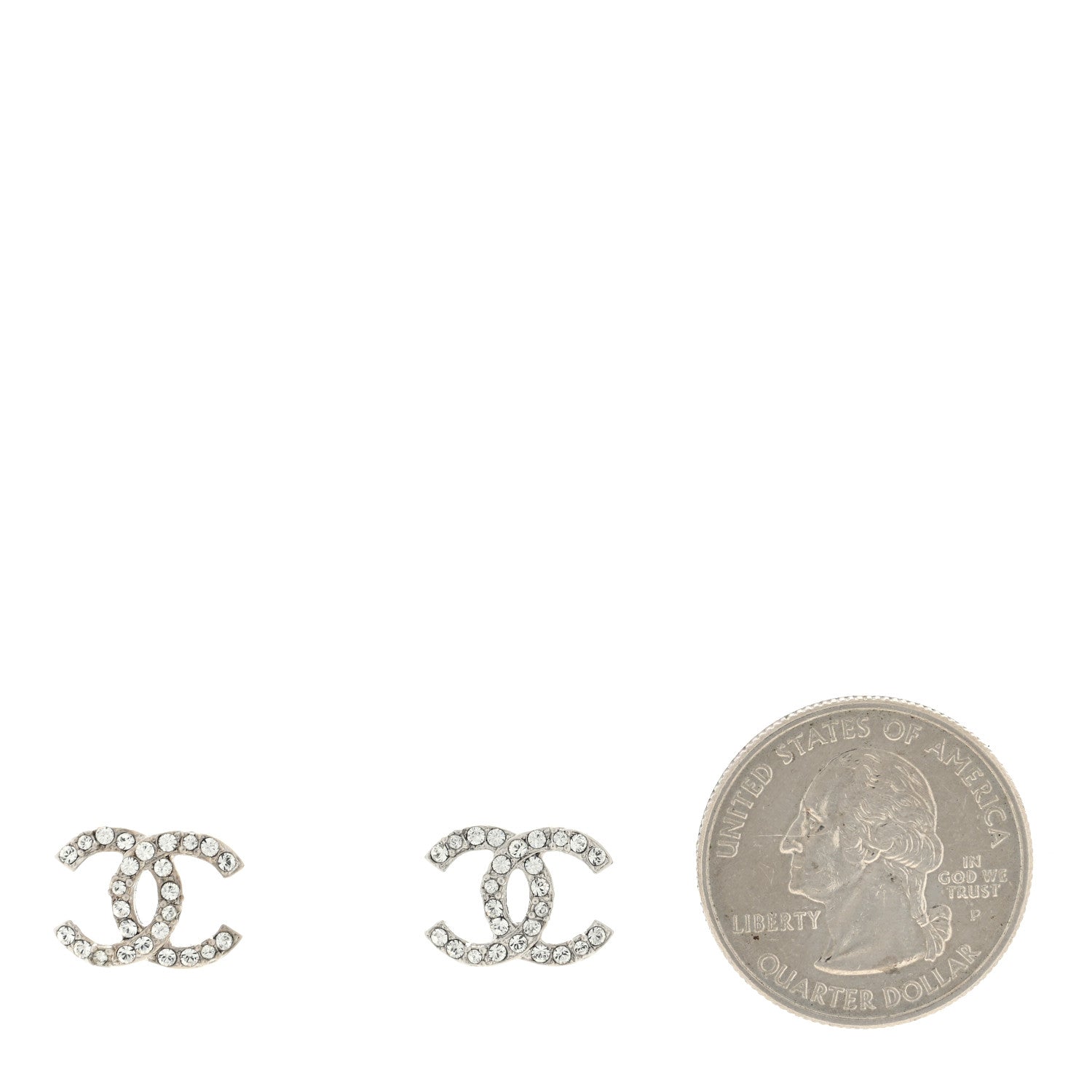 Chanel Crystal CC Earrings Silver 4 of 8